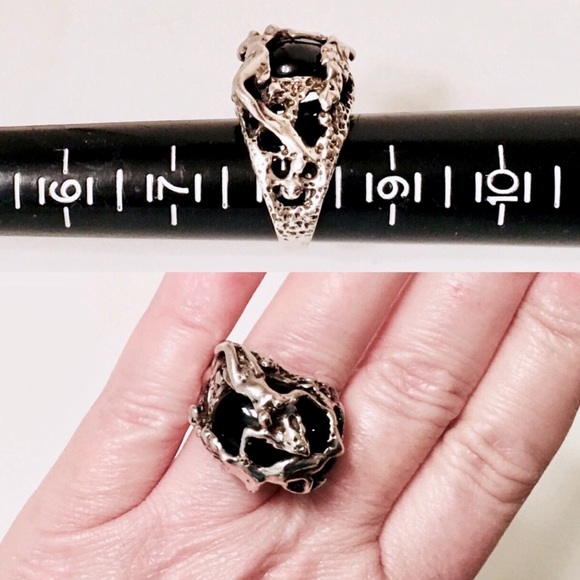 Sterling Nude Figures Brutalist Organic Art Ring - Picture 6 of 7